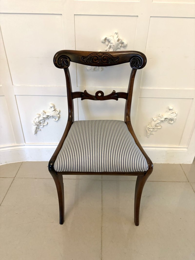 Outstanding Quality Set of 8 Antique Regency Carved Rosewood Dining Chairs - Image 6